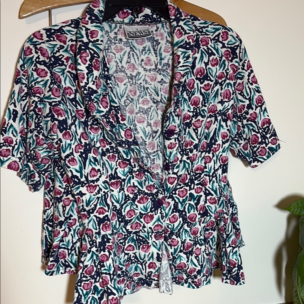 Vintage Blue and Pink Ruffled Floral Skirt set
